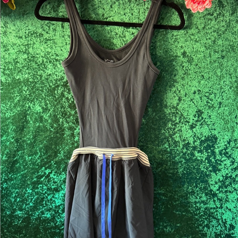 Elegant Black Dress with Blue Accent
